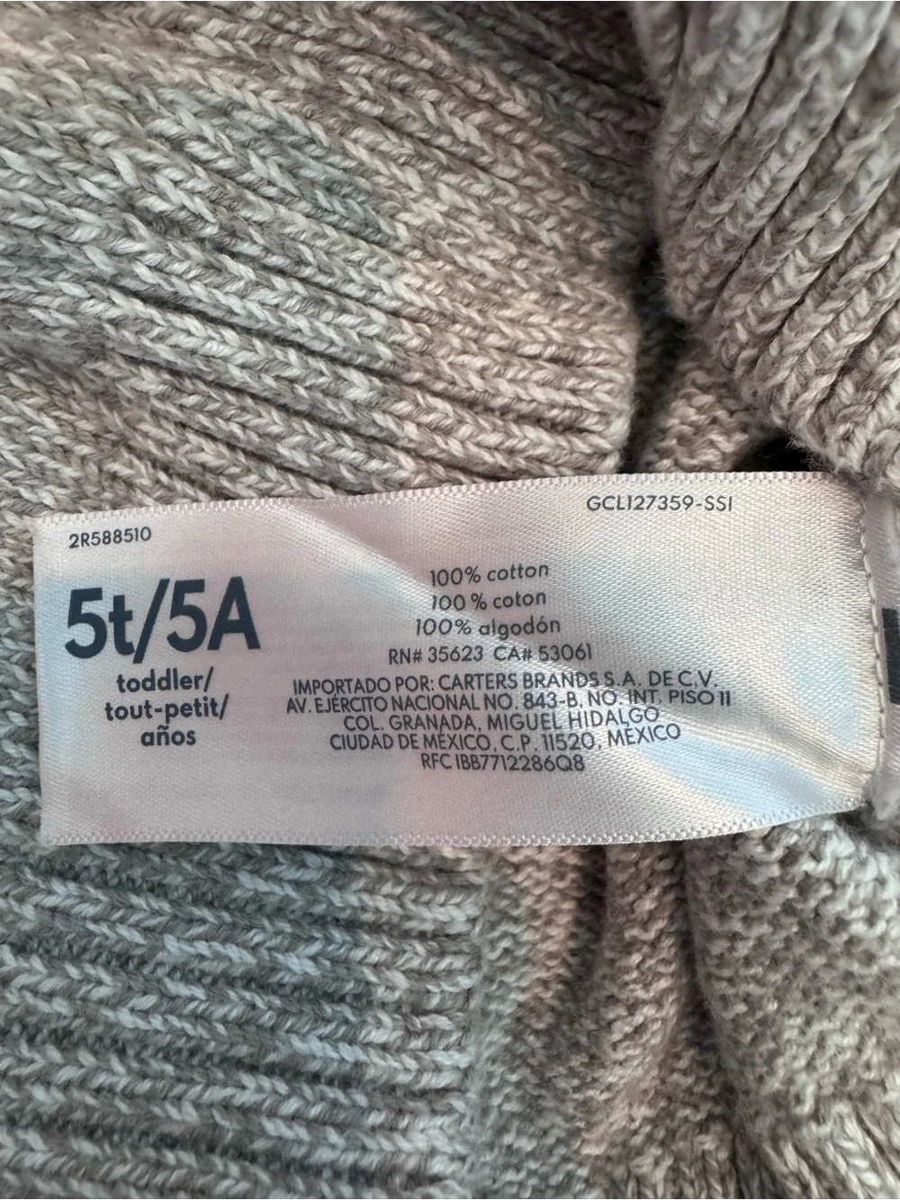 💜3/$15 Carter's Toddler Marled Mock Neck Henley Pullover Sweater - Size 5T